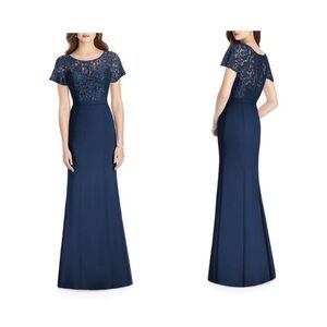 NEW Jenny Packham size 14 Bridesmaid Sequin Top Gown Navy Blue Midnight